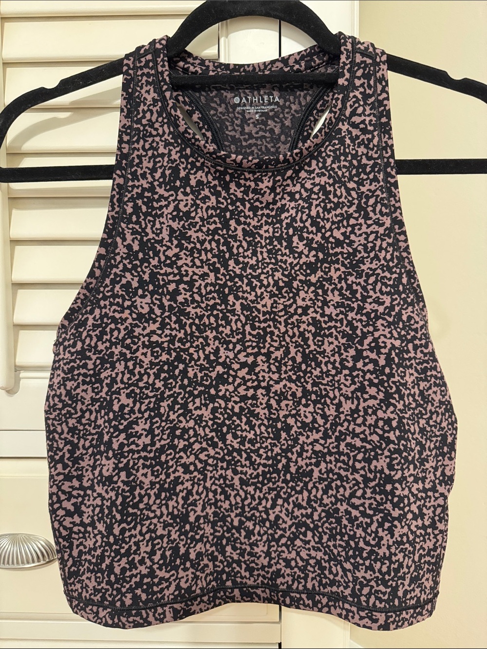 Athleta Black and Brown Printed High-Neck Cropped Tank